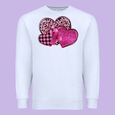Breast Cancer Hearts Premium Sweatshirt Designed By Fadigitalartstudio