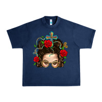 Navy Messy Bun Mom Faith And Rose Urban Heavy Tee - BundleAndBundleShop