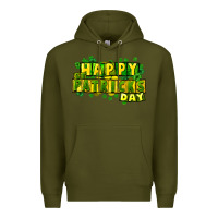 Army Green Happy St. Patrick's Day Premium Hoodie - HowdyJamesFarm