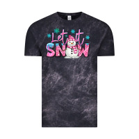 Cloud Black let it snow pink christmas snowman Vintage Tee - MaliasSmallBusiness