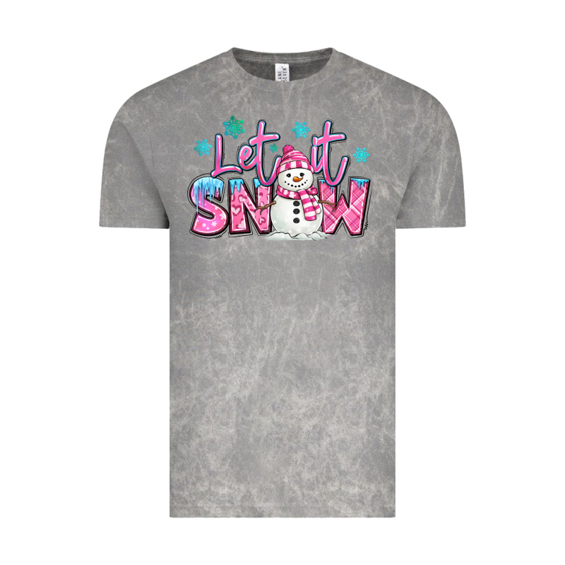 Let It Snow Pink Christmas Snowman Vintage Tee by MaliasSmallBusiness | Teevron