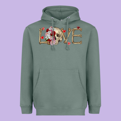 Skull Love Valentine's Day Heavyweight Hoodie Designed By Fadigitalartstudio