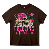 Chocolate Brown freezing to death winter skull Heavy Core Tee - Jasminsmagicworld