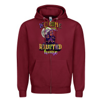 Burgundy welcome to our haunted house Zipper Hoodie - CowGirlArtShop