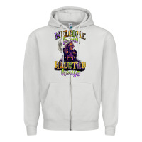 Dove Grey welcome to our haunted house Zipper Hoodie - CowGirlArtShop