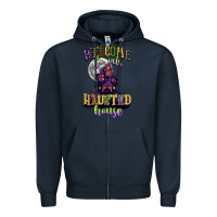 Navy welcome to our haunted house Zipper Hoodie - CowGirlArtShop