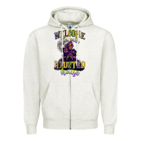 Oatmeal Heather welcome to our haunted house Zipper Hoodie - CowGirlArtShop