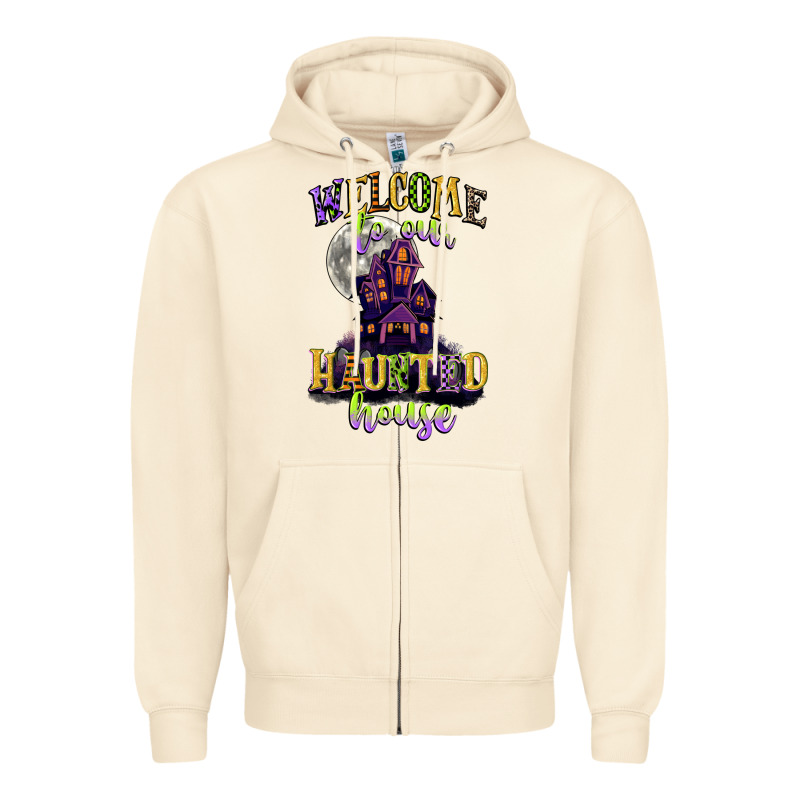 Welcome To Our Haunted House Zipper Hoodie by CowGirlArtShop | Teevron
