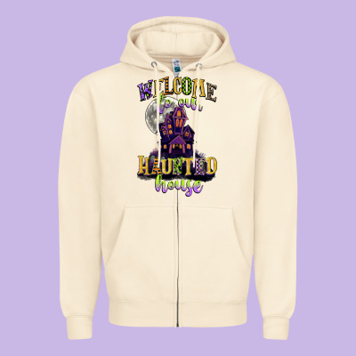 Welcome To Our Haunted House Zipper Hoodie Designed By Cowgirlartshop