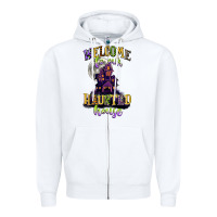 White welcome to our haunted house Zipper Hoodie - CowGirlArtShop