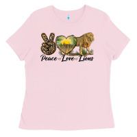 Bubblegum Pink peace love lions Ladies Tee - LillyAllenDesigns