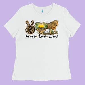 Peace Love Lions Ladies Tee Designed By Lillyallendesigns