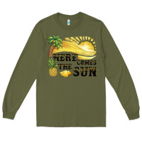 Army Green here comes the sun Long Sleeve Tee - BarkalooDesign