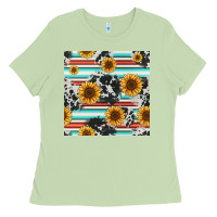 Matcha serape cowhide sunflowers seamless pattern 12inch Ladies Tee - Jasminsmagicworld