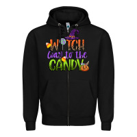 Black witch way to the candy Zipper Hoodie - CowGirlArtShop