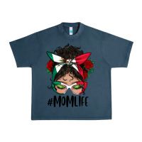 Midnight Navy Mexican Mom Life Messy Bun Mama Urban Heavy Tee - BundleAndBundleShop