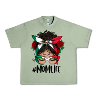Oil Green Mexican Mom Life Messy Bun Mama Urban Heavy Tee - BundleAndBundleShop