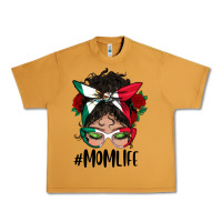 Peanut Butter Mexican Mom Life Messy Bun Mama Urban Heavy Tee - BundleAndBundleShop