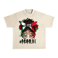 Sandshell Mexican Mom Life Messy Bun Mama Urban Heavy Tee - BundleAndBundleShop
