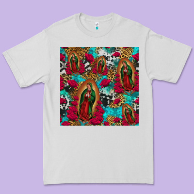 Lady Of Guadalupe Western Seamless Premium Tee Designed By Jasminsmagicworld