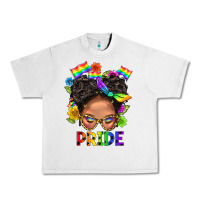 Lunar Rock LGBTQ+ Messy Bun Mom Pride With Flower Urban Heavy Tee - BundleAndBundleShop
