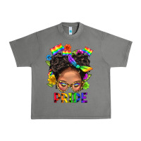 Tornado LGBTQ+ Messy Bun Mom Pride With Flower Urban Heavy Tee - BundleAndBundleShop