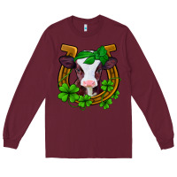 Burgundy lucky horseshoe 4 leaf clover baby calf Long Sleeve Tee - Jasminsmagicworld