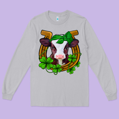 Lucky Horseshoe 4 Leaf Clover Baby Calf Long Sleeve Tee Designed By Jasminsmagicworld