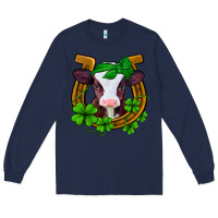 Navy lucky horseshoe 4 leaf clover baby calf Long Sleeve Tee - Jasminsmagicworld