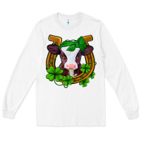 White lucky horseshoe 4 leaf clover baby calf Long Sleeve Tee - Jasminsmagicworld