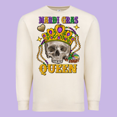 Skull Mardi Gras Queen Premium Sweatshirt Designed By Fadigitalartstudio