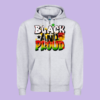 Black And Proud Zipper Hoodie Designed By Cowgirlartshop