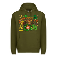 Army Green Happy St. Patrick's Day Premium Hoodie - HowdyJamesFarm