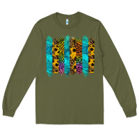 Army Green turquoise leopard sunflowers colorful Long Sleeve Tee - RanaPortraitStore