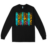 Black turquoise leopard sunflowers colorful Long Sleeve Tee - RanaPortraitStore