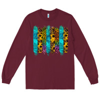 Burgundy turquoise leopard sunflowers colorful Long Sleeve Tee - RanaPortraitStore