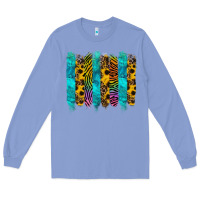 Colony Blue turquoise leopard sunflowers colorful Long Sleeve Tee - RanaPortraitStore