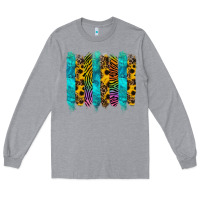 Heather Grey turquoise leopard sunflowers colorful Long Sleeve Tee - RanaPortraitStore