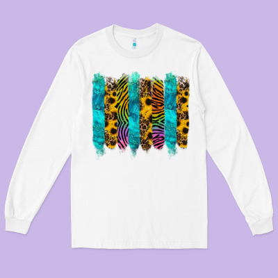 Turquoise Leopard Sunflowers Colorful Long Sleeve Tee Designed By Ranaportraitstore