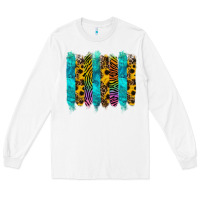 White turquoise leopard sunflowers colorful Long Sleeve Tee - RanaPortraitStore
