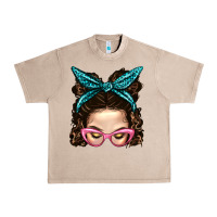 French Oak Messy Bun Mom With Leopard Bandana Urban Heavy Tee - BundleAndBundleShop