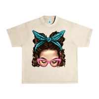 Sandshell Messy Bun Mom With Leopard Bandana Urban Heavy Tee - BundleAndBundleShop