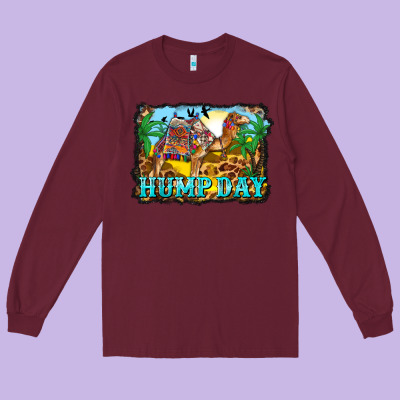 Hump Day Camel And Desert Long Sleeve Tee Designed By Barkaloodesign
