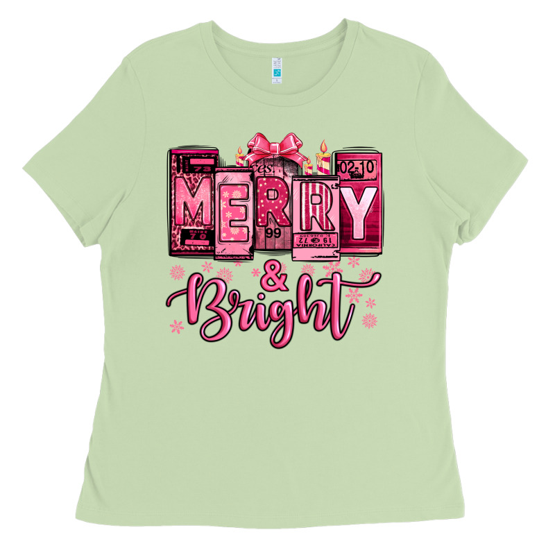 Merry And Bright Pink Christmas Ladies Tee by Jasminsmagicworld | Teevron