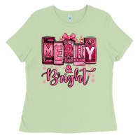Matcha merry and bright pink Christmas Ladies Tee - Jasminsmagicworld
