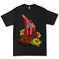 Black rooster sunflower Premium Tee - BarkalooDesign