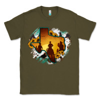 Army Green Horsehide Texas Map Cowboys Flag Classic Tee - RanaPortraitStore