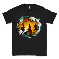 Black Horsehide Texas Map Cowboys Flag Classic Tee - RanaPortraitStore