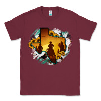 Burgundy Horsehide Texas Map Cowboys Flag Classic Tee - RanaPortraitStore