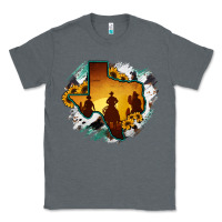 Charcoal Heather Horsehide Texas Map Cowboys Flag Classic Tee - RanaPortraitStore